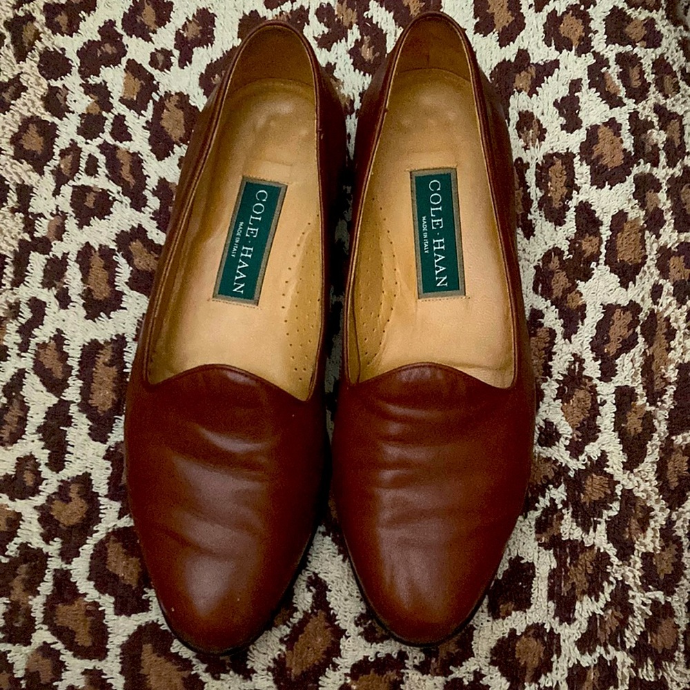 🇮🇹Cole Haan Slipon Loafers Brown Leather-made in Italy
